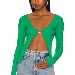 Lovers + Friends Vibrant Green Ribbed Top